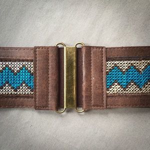 3” Wide Brown Pattern Elastic Belt